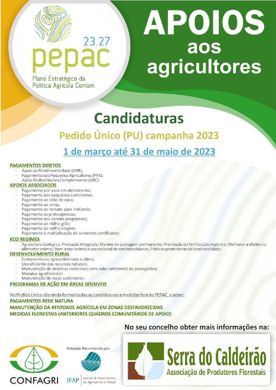 Pedido Único – Campanha 2023 / Prazos de entrega de candidaturas – novas datas